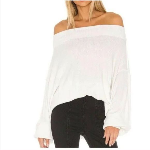 Free People We The Free Main Squeeze Hacci Off Shoulder Top White Size Medium - Picture 2 of 10